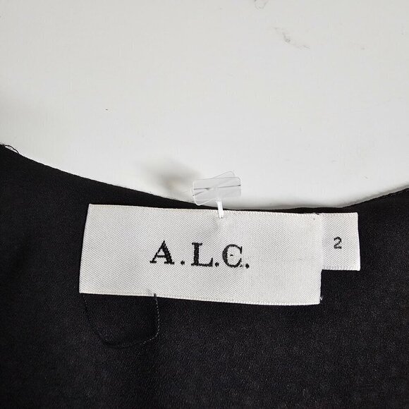 ALC Deep V-Neck Silk Polka Dot Viera Mini Dress Ruffled Flutter Sleeve Women's 2 - Picture 8 of 16